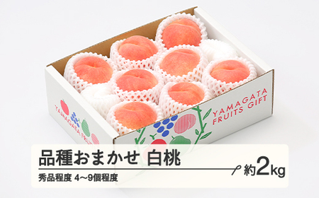 もも 桃 品種おまかせ 白桃 秀品程度 約2kg(4~9個程度) 山形県産 tf-moyws2